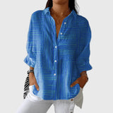 Feline | Azure Stripe Bluse