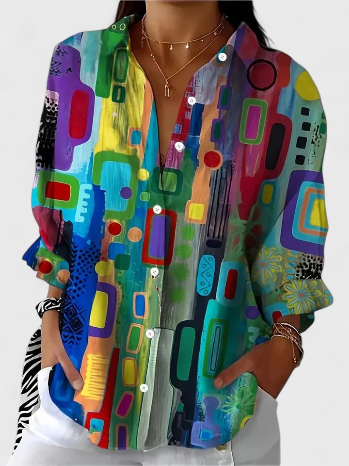 Jessica | Elegante geometrische Musterbluse